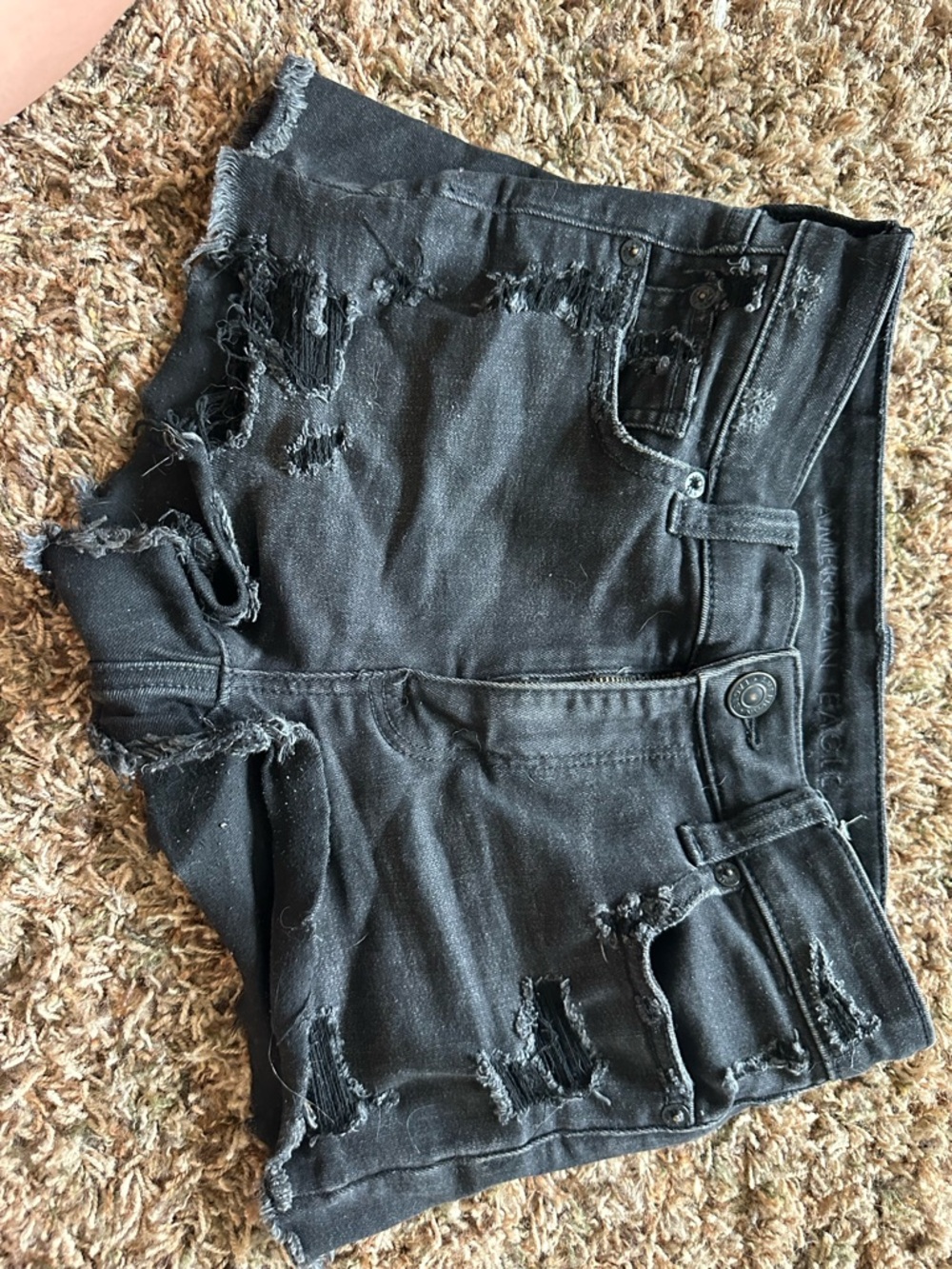 American eagle black denim shorts